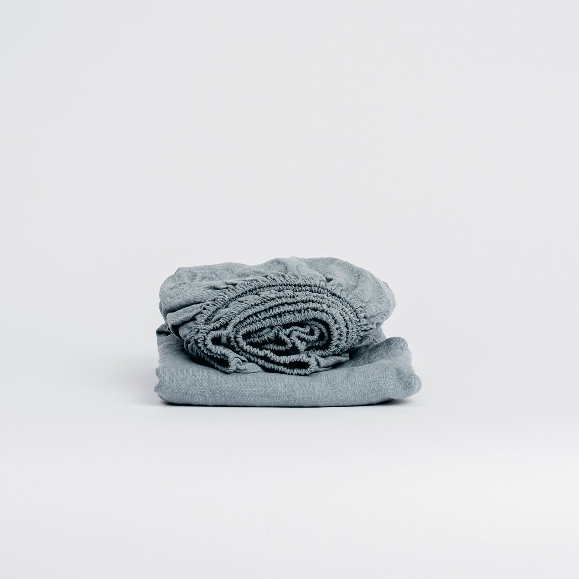 Grey Blue Linen Fitted Sheet